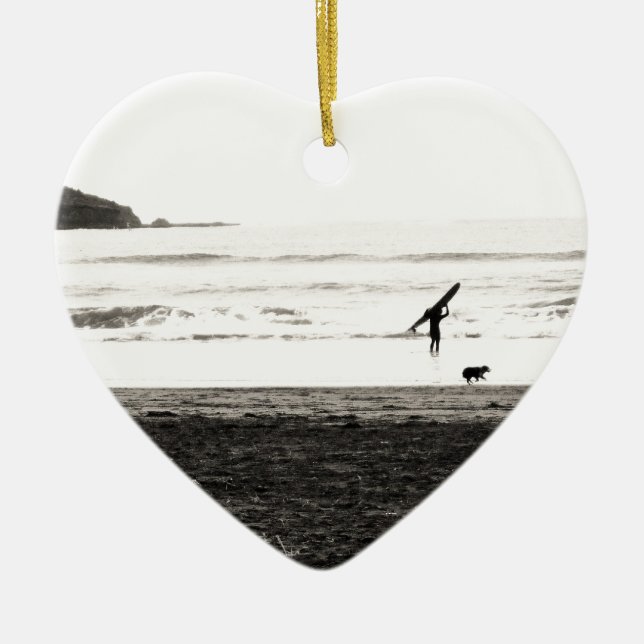 Northern California Beach Scene Ceramic Ornament (Front)