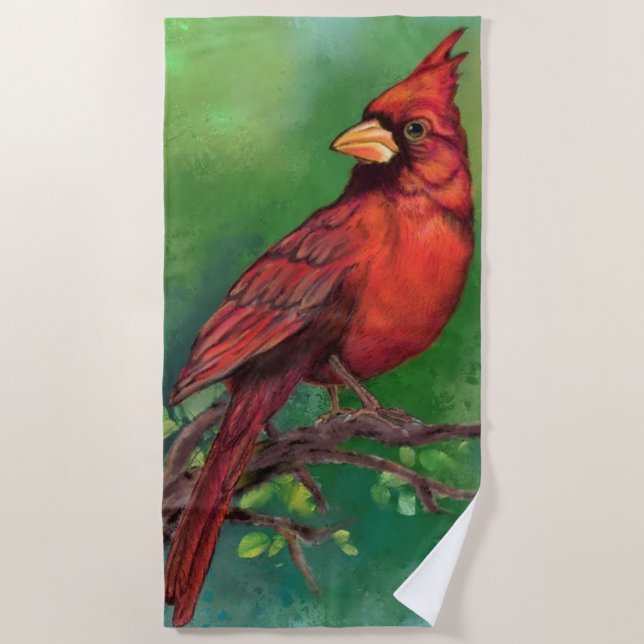 Northern Cardinal Beach Towel (Front)