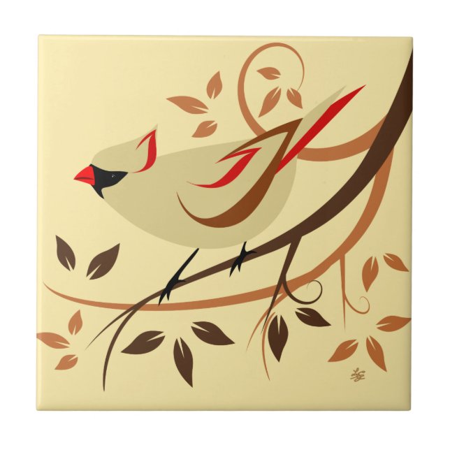 Northern Cardinal Bird Art Tiles (Front)