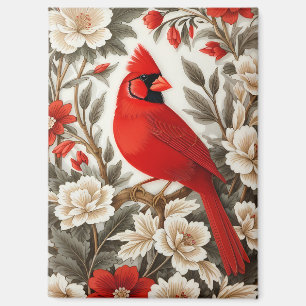 Northern Cardinal Bird Beautiful Floral Magnet