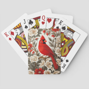 Northern Cardinal Bird Beautiful Floral Poker Cards