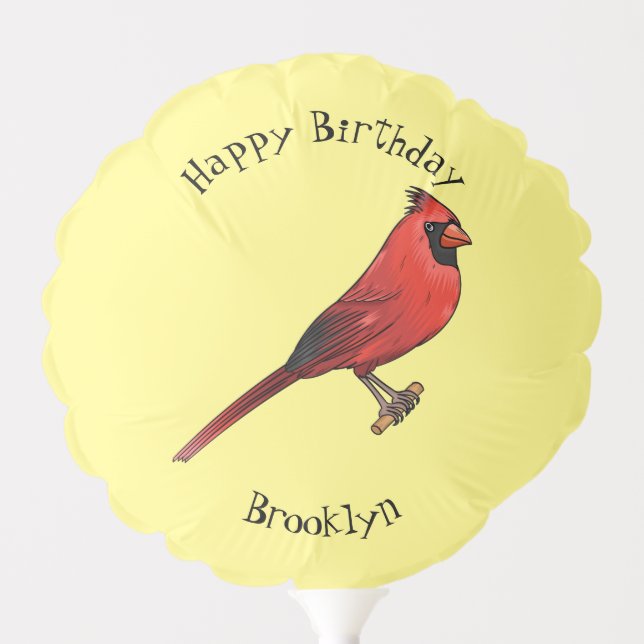 Northern cardinal bird cartoon illustration  balloon (Front)