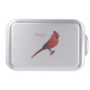 Northern cardinal bird cartoon illustration cake pan