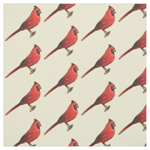Northern cardinal bird cartoon illustration fabric