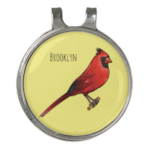 Northern cardinal bird cartoon illustration golf hat clip