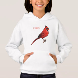 Northern cardinal bird cartoon illustration  hoodie