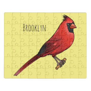 Northern cardinal bird cartoon illustration jigsaw puzzle