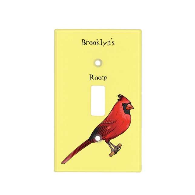 Northern cardinal bird cartoon illustration  light switch cover (Front)