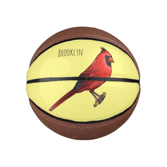 Northern cardinal bird cartoon illustration  mini basketball (Front)