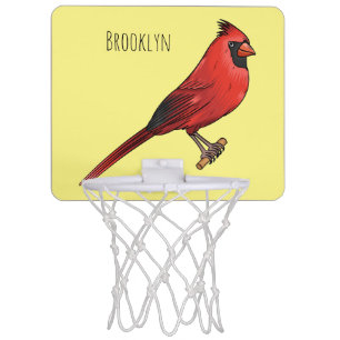 Northern cardinal bird cartoon illustration mini basketball hoop