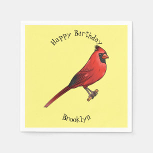 Northern cardinal bird cartoon illustration  napkins