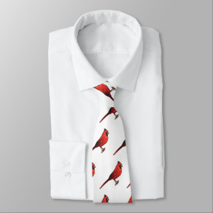 Northern cardinal bird cartoon illustration neck tie