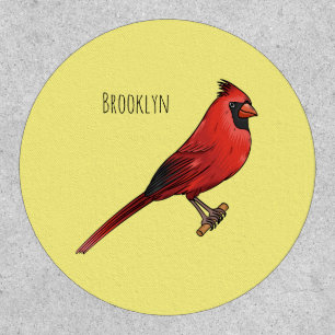 Northern cardinal bird cartoon illustration patch