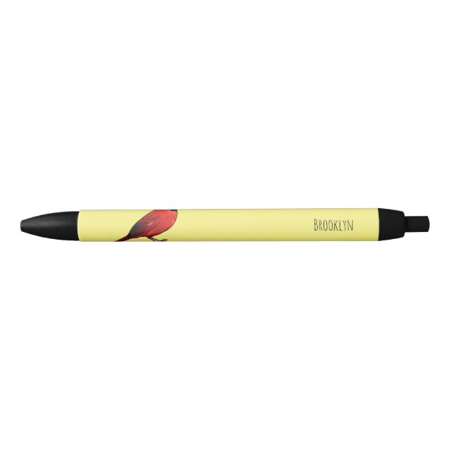 Northern cardinal bird cartoon illustration pen (Front)