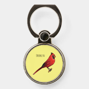 Northern cardinal bird cartoon illustration phone ring stand