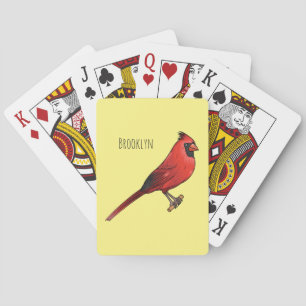 Northern cardinal bird cartoon illustration poker cards