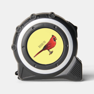 Northern cardinal bird cartoon illustration tape measure
