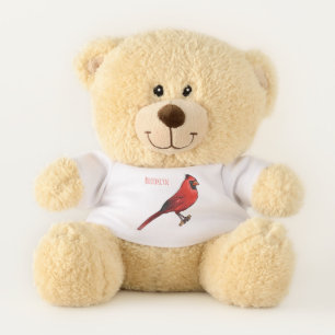 Northern cardinal bird cartoon illustration teddy bear