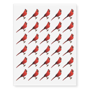Northern cardinal bird cartoon illustration temporary tattoos