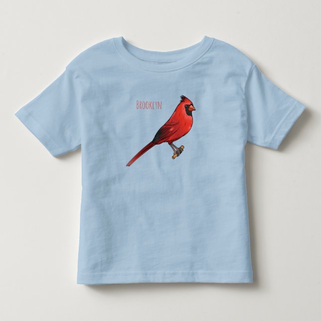 Northern cardinal bird cartoon illustration  toddler t-shirt (Front)