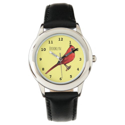 Northern cardinal bird cartoon illustration watch