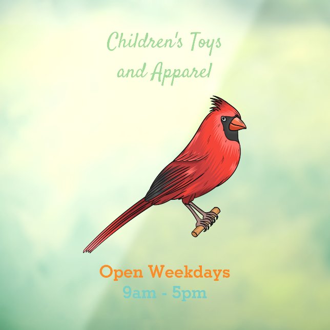 Northern cardinal bird cartoon illustration  window cling (Sheet 3)