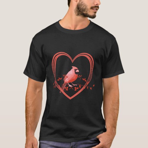 Northern Cardinal Bird In Heart T_Shirt