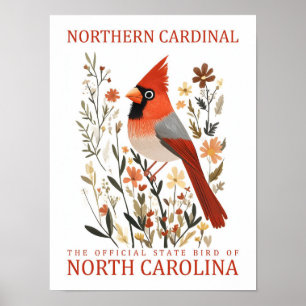 Northern Cardinal Bird of North Carolina USA Poster