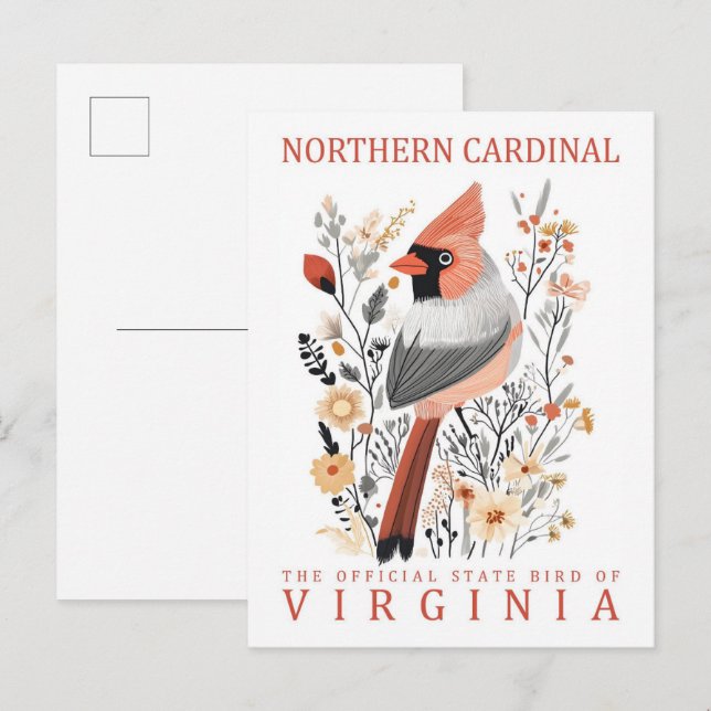 Northern Cardinal Bird of Virginia Travel Postcard (Front/Back)