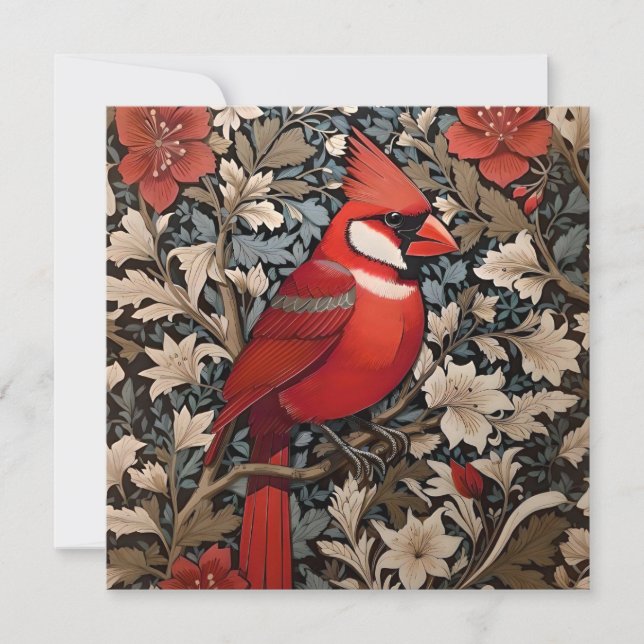 Northern Cardinal Bird William Morris Inspired (Front)
