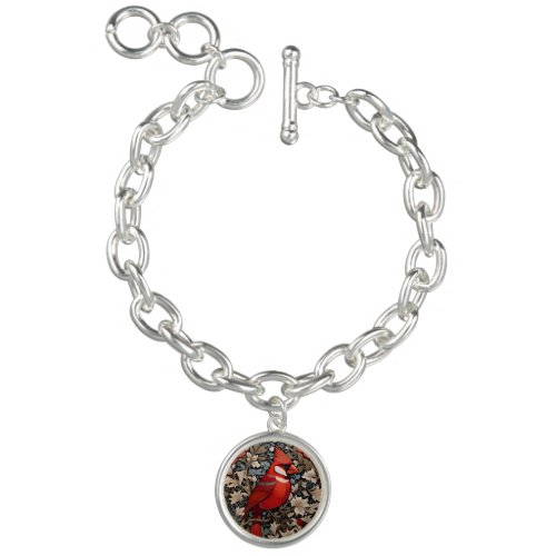 Northern Cardinal Bird William Morris Inspired Bracelet