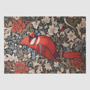 Northern Cardinal Bird William Morris Inspired Tissue Paper
