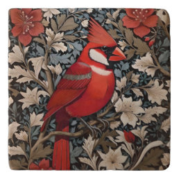 Northern Cardinal Bird William Morris Inspired Trivet