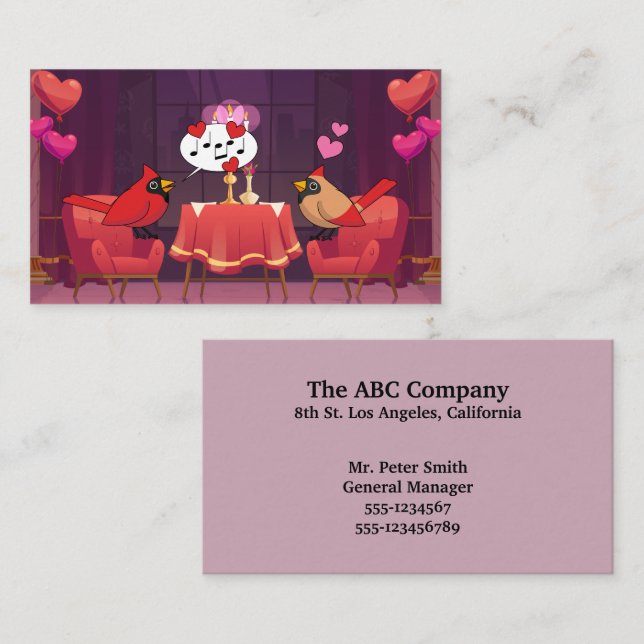 Northern Cardinal Birds Dinner Date Business Card (Front/Back)