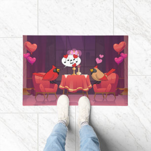Northern Cardinal Birds Dinner Date Doormat