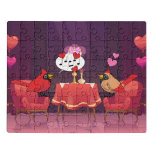 Northern Cardinal Birds Dinner Date Jigsaw Puzzle