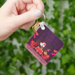 Northern Cardinal Birds Dinner Date Keychain