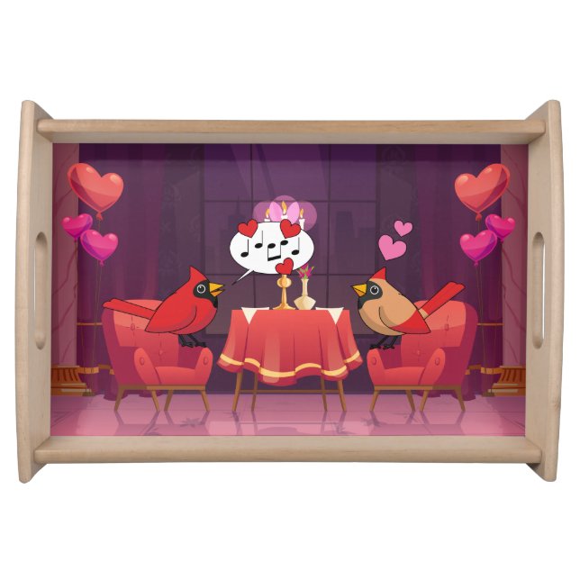 Northern Cardinal Birds Dinner Date Serving Tray (Front)