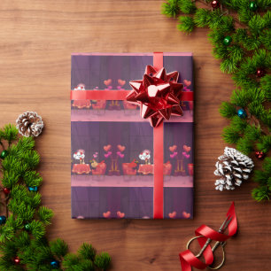 Northern Cardinal Birds Dinner Date Wrapping Paper