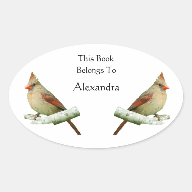 Northern Cardinal bookplate stickers (Front)