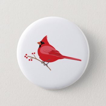 Northern Cardinal Button by HopscotchDesigns at Zazzle