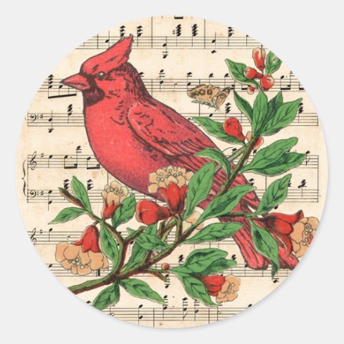 Northern Cardinal Classic Round Sticker