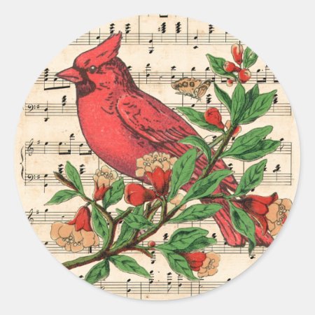 Northern Cardinal Classic Round Sticker