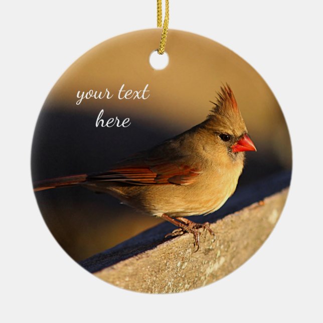 Northern cardinal female ceramic ornament (Front)