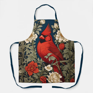 Northern Cardinal Floral William Morris Inspired Apron