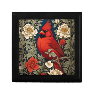 Northern Cardinal Floral William Morris Inspired Gift Box