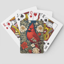 Northern Cardinal Floral William Morris Inspired Poker Cards