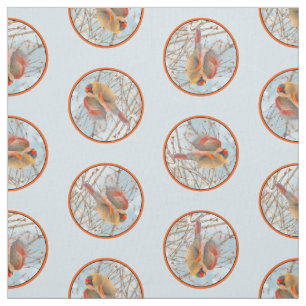 Northern Cardinal Flying in Snow Original Photo Fabric