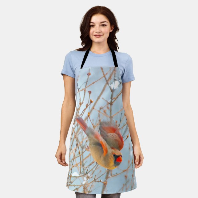 Northern Cardinal Flying - Original Photograph Apron (Worn)