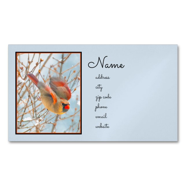Northern Cardinal Flying - Original Photograph Business Card Magnet (Front)